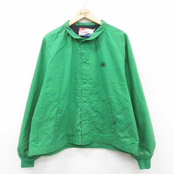 スイングスター 80s ラグランジャケット ワンポイントロゴ グリーン XL | 古着