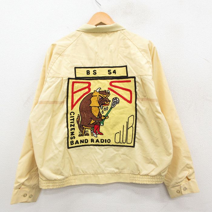 XL★古着 長袖 ジャケット スイングトップ メンズ 80年代 80s バッファロー ラグラン 大きいサイズ 黄 イエロー 【spe】 25oct24 中古 アウター ジャンパー ブルゾン