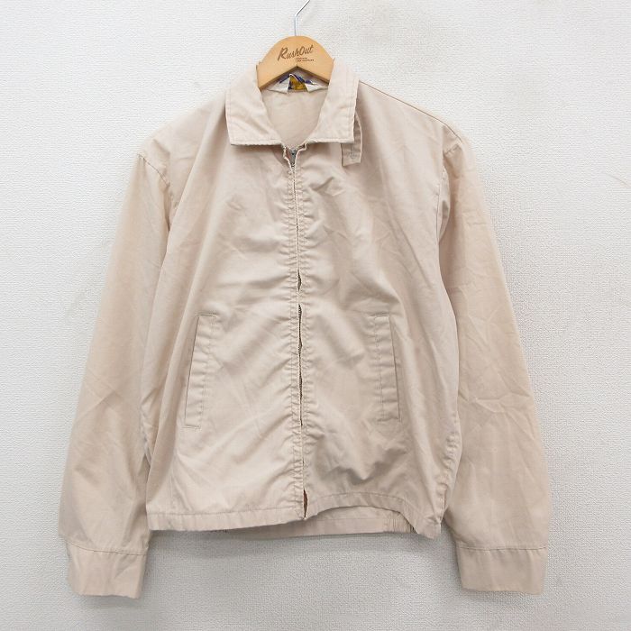 【20%OFF】L★古着 長袖 ジャケット スイングトップ メンズ 70年代 70s 薄ベージュ カーキ 25oct24 中古 アウター ジャンパー ブルゾン
