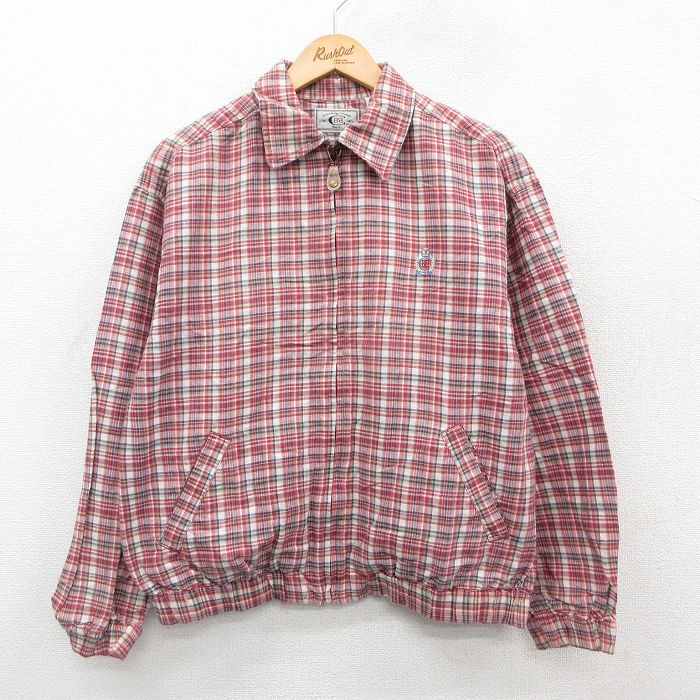 L★古着 ビューグルボーイ 長袖 ジャケット メンズ 00年代 00s ワンポイントロゴ 赤他 レッド チェック 25oct24 中古 アウター ジャンパー ブルゾン