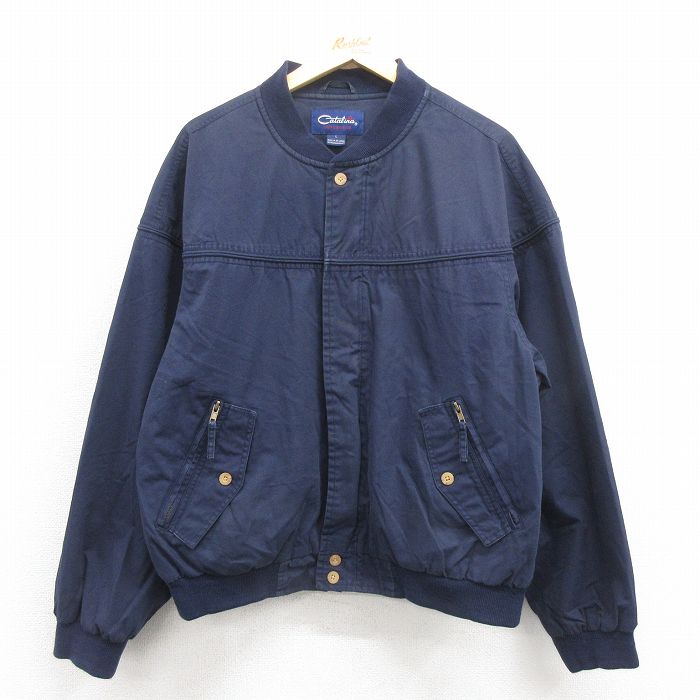 XL★古着 カタリナ 長袖 ダービー ジャケット メンズ 紺 ネイビー 25oct25 中古 アウター ジャンパー ブルゾン