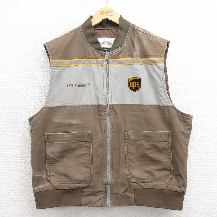 XL★古着 ベスト メンズ UPS 茶 ブラウン 25oct25 中古 アウター