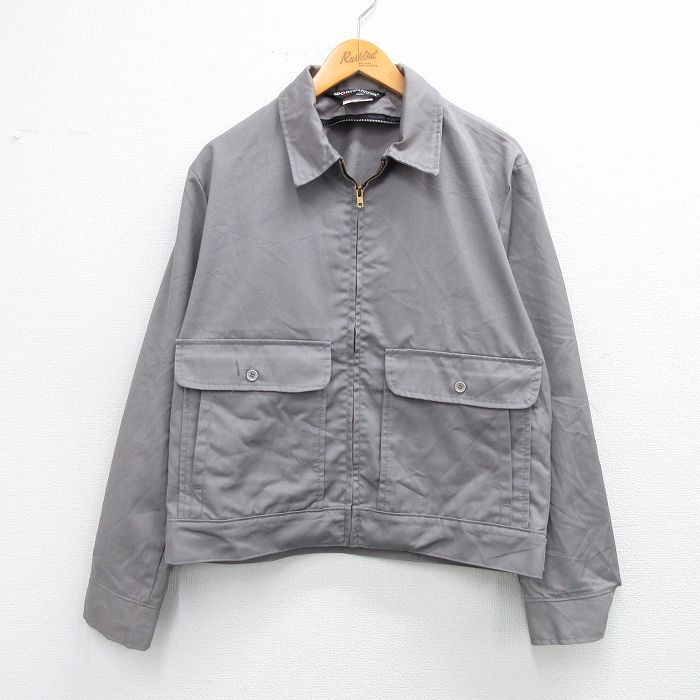 L★古着 長袖 ワーク ジャケット メンズ 90年代 90s USA製 グレー 25oct30 中古 アウター ジャンパー ブルゾン