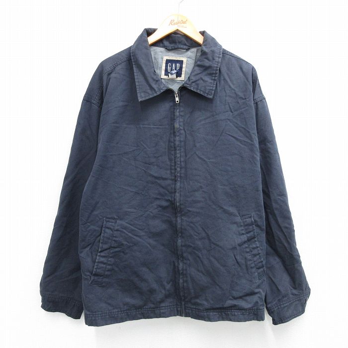 XL★古着 ギャップ GAP 長袖 ジャケット スイングトップ メンズ 00年代 00s 大きいサイズ コットン 紺 ネイビー 25oct30 中古 アウター ジャンパー ブルゾン