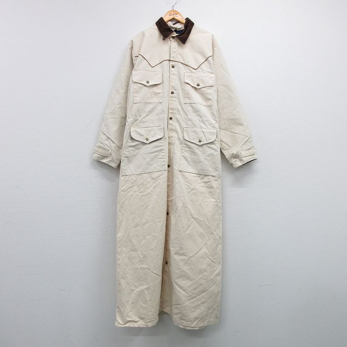 XL★古着 長袖 コート メンズ 90年代 90s 大きいサイズ ロング丈 USA製 生成り 25oct31 中古 アウター