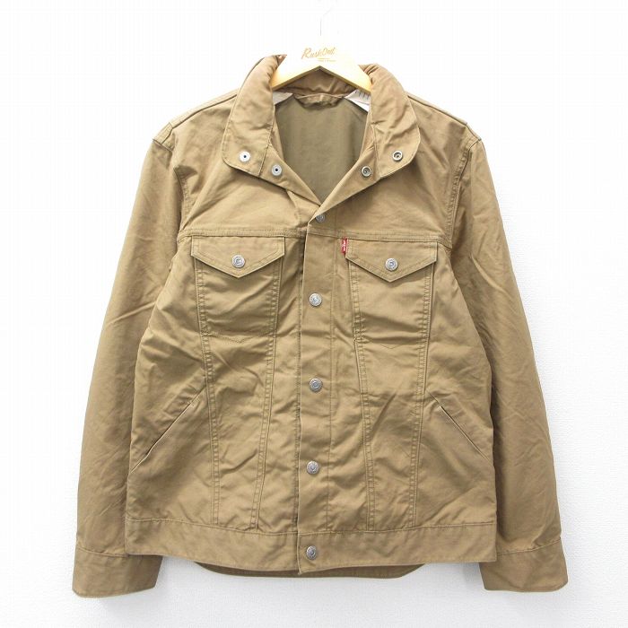M★古着 リーバイス Levis 長袖 ジャケット メンズ ダック地 ベージュ系 カーキ 内側メッシュ 25nov04 中古 アウター ジャンパー ブルゾン