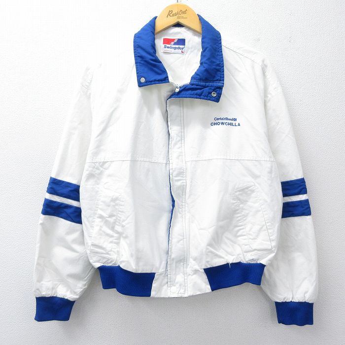 XL★古着 スイングスター 長袖 ジャケット メンズ 90年代 90s チャウチラ USA製 白 ホワイト 25nov04 中古 アウター ジャンパー ブルゾン