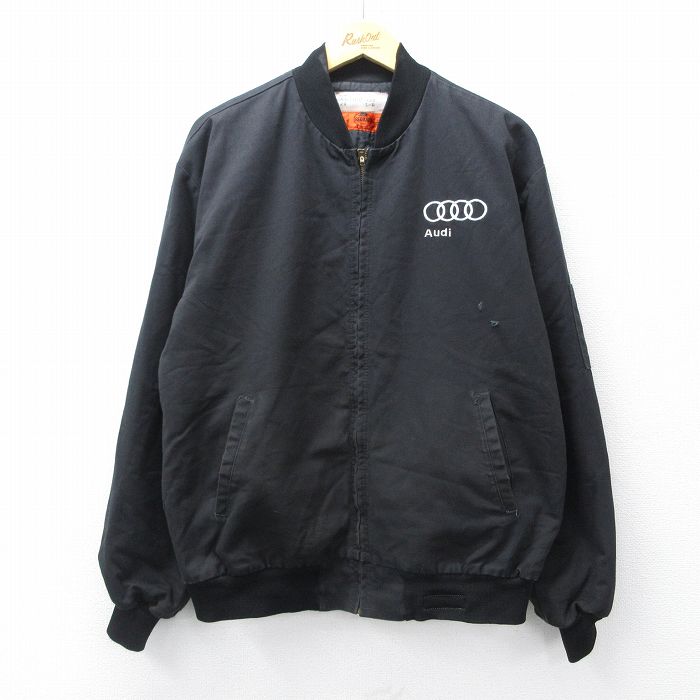 XL★古着 レッドキャップ 長袖 ワーク ジャケット メンズ 00年代 00s アウディ 黒 ブラック 内側キルティング 25nov04 中古 アウター ジャンパー ブルゾン