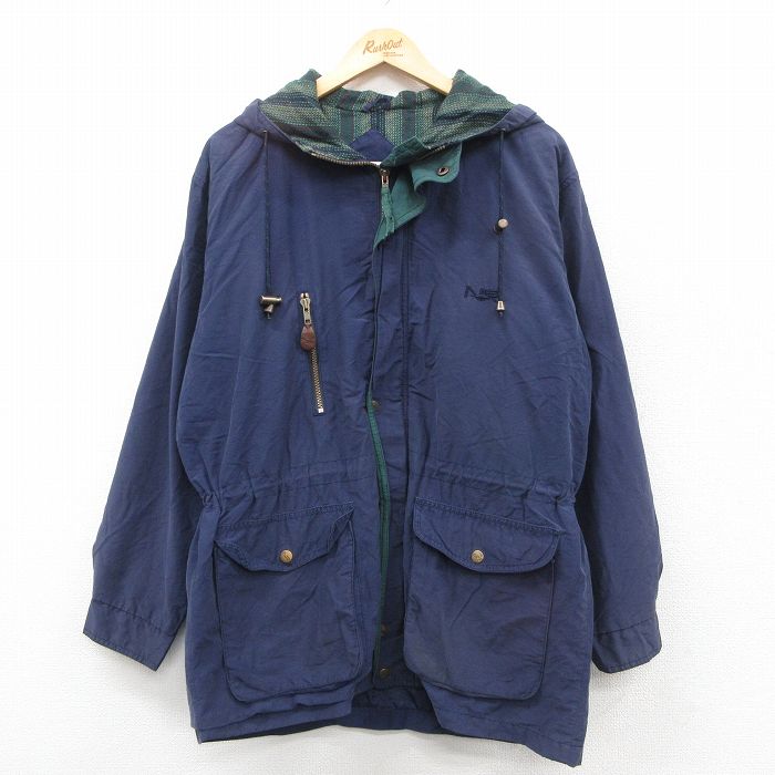 XL★古着 長袖 ジャケット パーカー メンズ 00年代 00s 紺 ネイビー 25nov05 中古 アウター ジャンパー ブルゾン