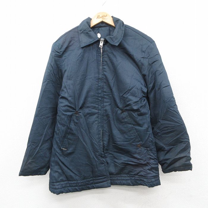 【50%OFF】80s 長袖ジャケット 内側キルティング ネイビー M | 古着