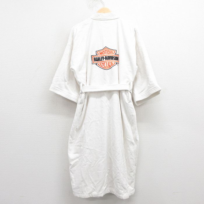 ハーレーダビッドソン 半袖ガウン ビッグロゴ刺繍 ホワイト XL | 古着