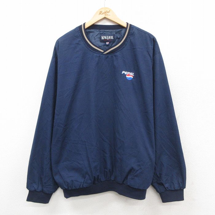 XL★古着 キングルイ 長袖 ジャケット メンズ ペプシ コーラ 大きいサイズ Vネック USA製 濃紺 25nov12