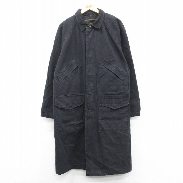 XL★古着 長袖 コート メンズ 00年代 00s ラグラン ロング丈 コットン 黒【spe】 25nov12