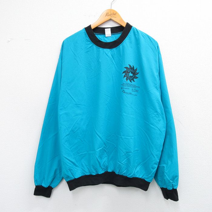 XL★古着 長袖 ジャケット メンズ 00年代 00s マラソン 大きいサイズ クルーネック USA製 水色 25nov15