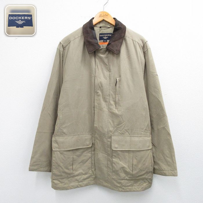 【50%OFF】ドッカーズ 長袖ジャケット 襟レザー グリーン XL | 古着