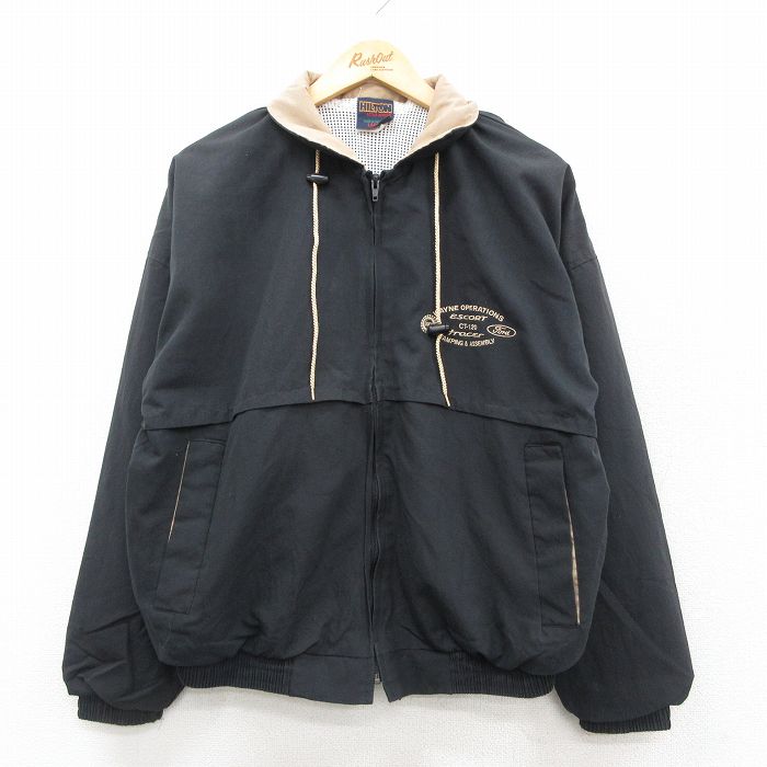 XL★古着 ヒルトン 長袖 ジャケット メンズ 90年代 90s フォード Ford USA製 黒 内側メッシュ 25nov17