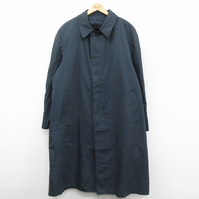 XL★古着 ロンドンフォグ 長袖 ステンカラー コート メンズ 90年代 90s 大きいサイズ ロング丈 紺 内側ボア【spe】 25nov17