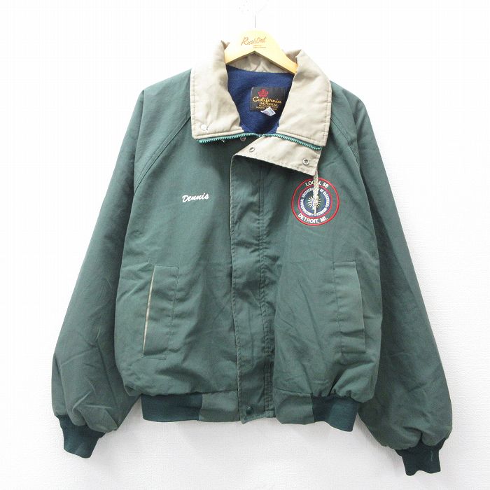 XL★古着 長袖 ジャケット メンズ 90年代 90s LOCAL ラグラン 大きいサイズ USA製 緑 25nov19