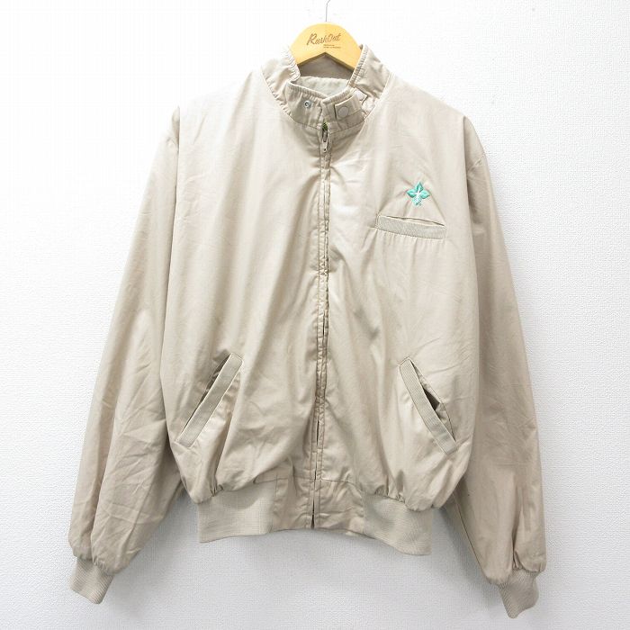 XL★古着 長袖 ジャケット メンズ 90年代 90s 大きいサイズ USA製 ベージュ 25nov19