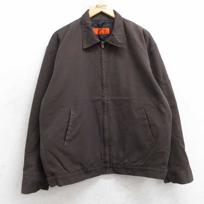 XL★古着 レッドキャップ 長袖 ワーク ジャケット メンズ 00年代 00s 大きいサイズ 茶 内側キルティング 25nov20