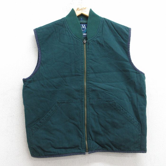 【20%OFF】L★古着 メンバーズオンリー ベスト メンズ 90年代 90s ダック地 コットン 緑 内側キルティング 25nov20