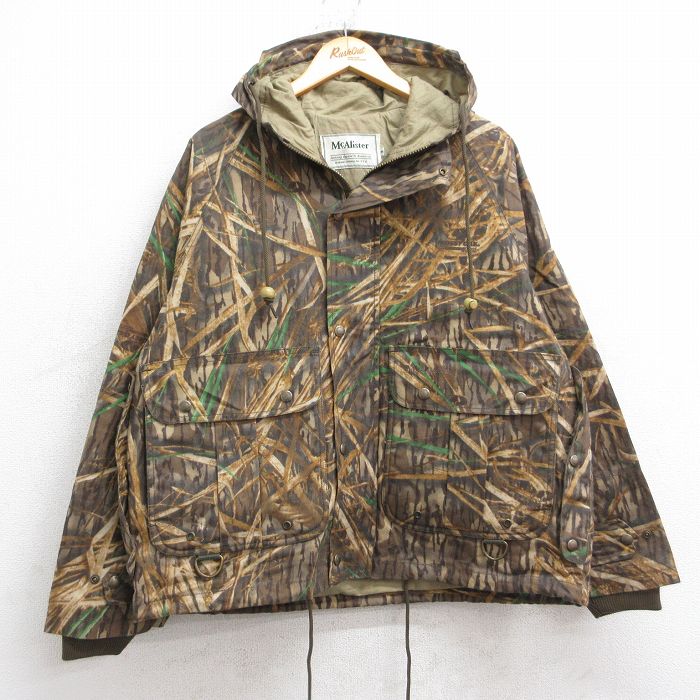 【20%OFF】XL★古着 長袖 オイル ジャケット パーカー メンズ モッシーオーク ラグラン コットン 茶他 迷彩 25nov20