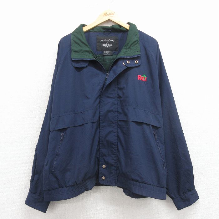 XL★古着 長袖 ジャケット メンズ REX 大きいサイズ ラグラン 紺 25nov28