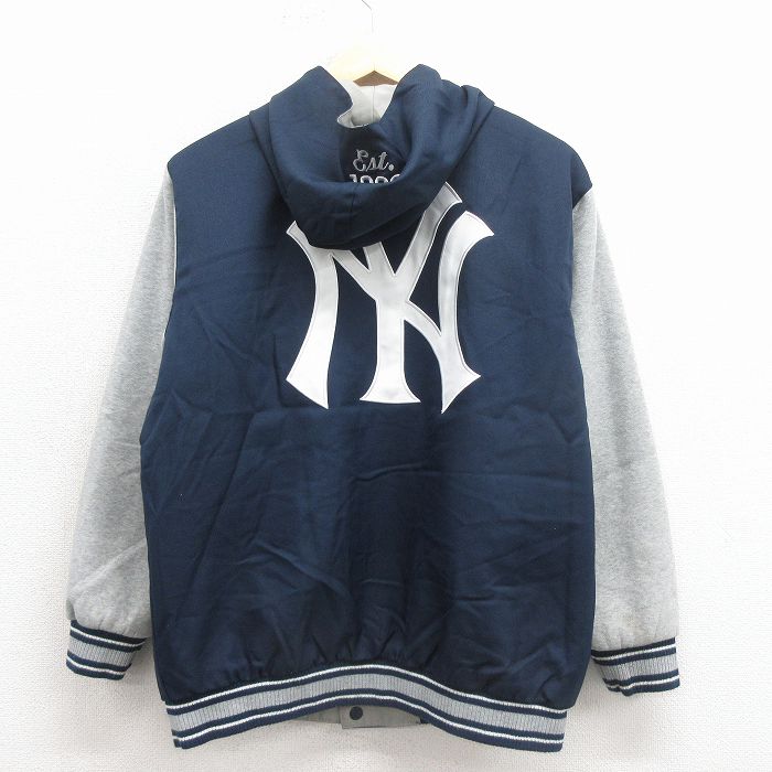 L★古着 ジェフハミルトン JH DESIGN 長袖 ジャケット メンズ 00年代 00s MLB ニューヨークヤンキース 刺繍 リバーシブル 紺 メジャーリーグ ベースボール 野球【spe】 25nov28