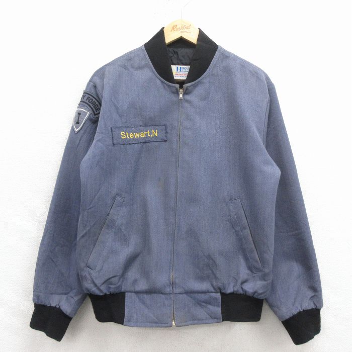 L★古着 長袖 ミリタリー ジャケット メンズ 90年代 90s USA製 薄紺 内側キルティング 25dec02