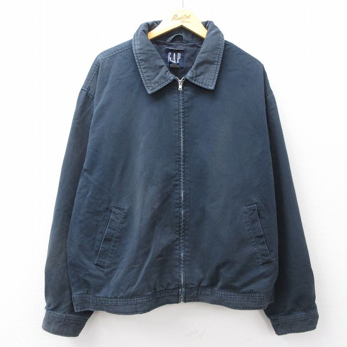 XL★古着 ギャップ GAP 長袖 ジャケット メンズ 00年代 00s 大きいサイズ コットン 紺 25dec05