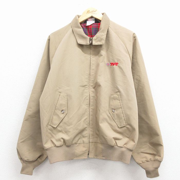 XL★古着 長袖 ジャケット メンズ 80年代 80s TVR ラグラン USA製 ベージュ 25dec06