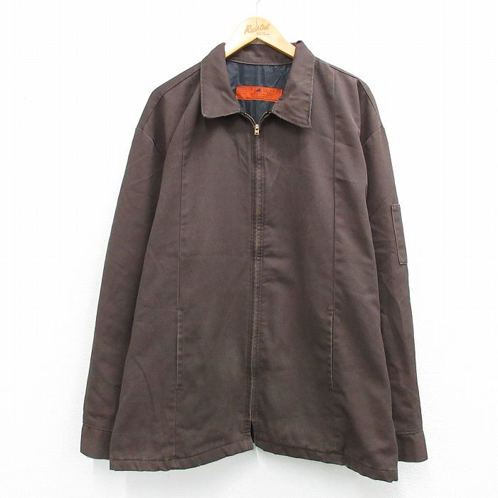 XL★古着 レッドキャップ 長袖 ワーク ジャケット メンズ 90年代 90s 大きいサイズ USA製 タロン 茶 内側キルティング 25dec09