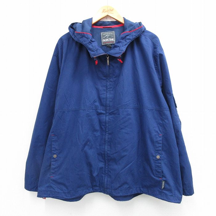 XL★古着 長袖 ジャケット パーカー メンズ 大きいサイズ WOMENS 紺 内側メッシュ 25dec09