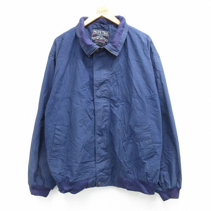 XL★古着 長袖 ジャケット メンズ 大きいサイズ 紺 25dec09