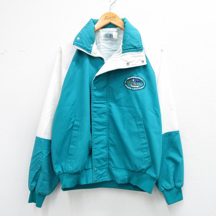 90s ラグランジャケット 鳥 ブルーグリーン L | 古着