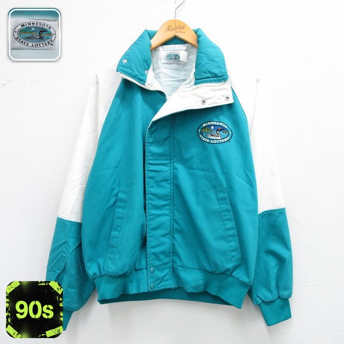 90s ラグランジャケット 鳥 ブルーグリーン L | 古着