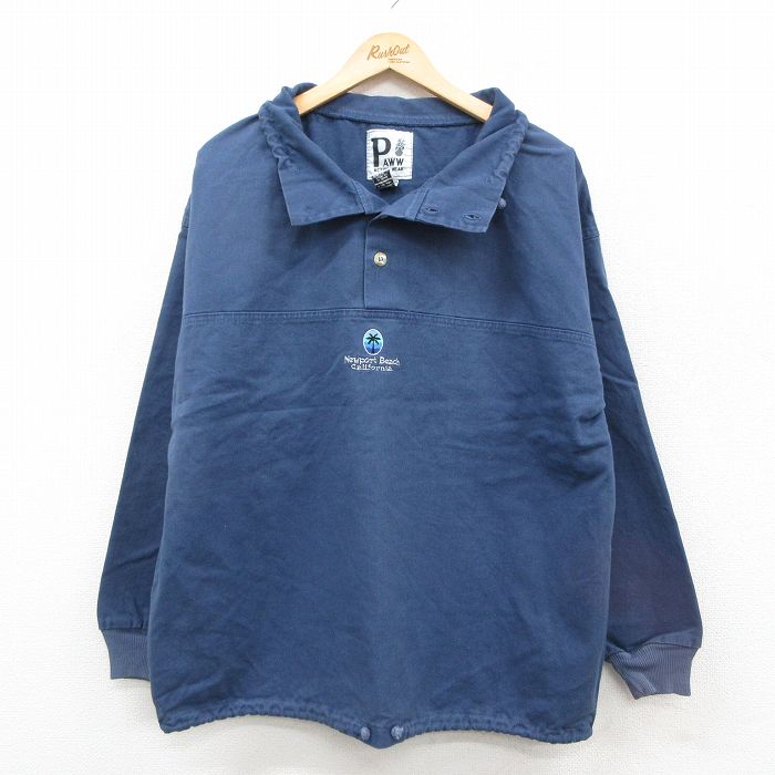 ニューポートビーチ 90s 長袖トップス ネイビー XL | 古着