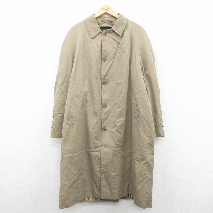 XL★古着 ブルックスブラザーズ 長袖 ブランド コート メンズ 90年代 90s ラグラン 大きいサイズ ロング丈 コットン イングランド製 ベージュ【spe】 25dec10