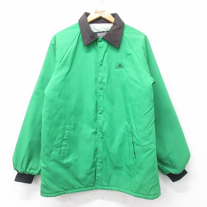 L★古着 長袖 ジャケット メンズ 90年代 90s ラグラン USA製 緑他 内側キルティング 25dec12