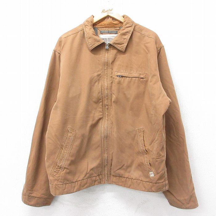XL★古着 アバクロンビー 長袖 ジャケット メンズ 00年代 00s 大きいサイズ コットン 茶 内側フリース 25dec12