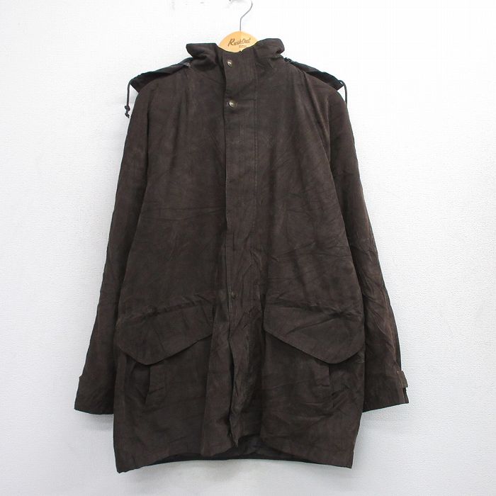 XL★古着 ロンドンフォグ 長袖 ジャケット パーカー メンズ 大きいサイズ ロング丈 濃茶 内側キルティング 25dec15