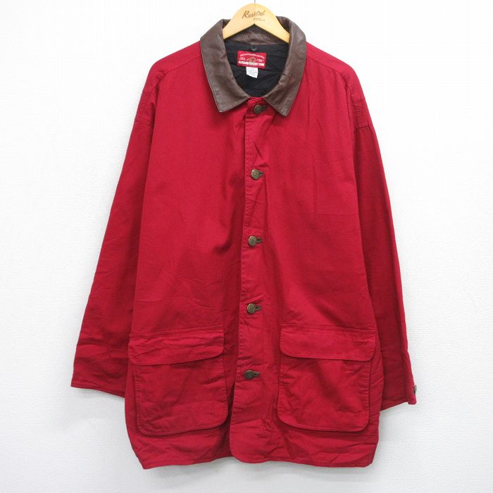 マルボロ 90s 長袖ジャケット 襟レザー レッド XL | 古着