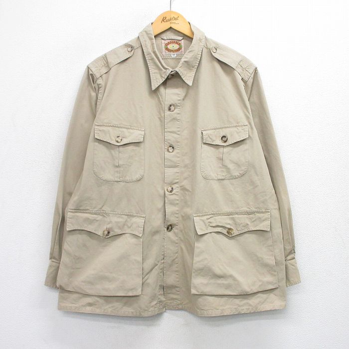 XL★古着 バナナリパブリック 長袖 サファリ ジャケット メンズ 80年代 80s 大きいサイズ USA製 ベージュ【spe】 25dec15