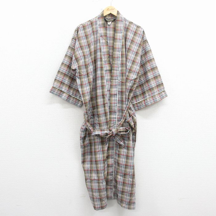 ガウン 90s 長袖羽織 チェック グレー XL | 古着