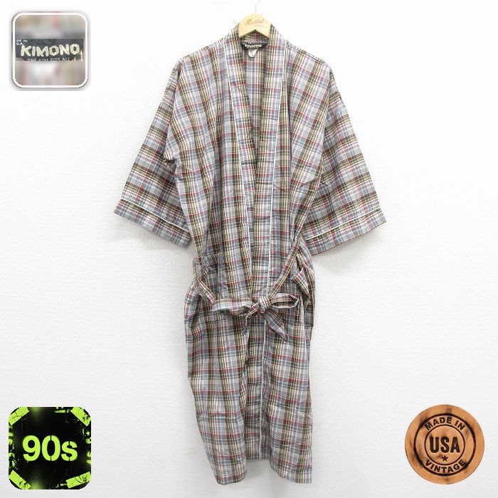 【50%OFF】ガウン 90s 長袖羽織 チェック グレー XL | 古着