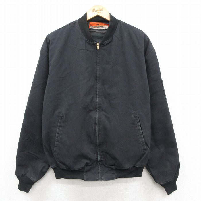 XL★古着 レッドキャップ 長袖 ワーク ジャケット メンズ 90年代 90s USA製 タロン 黒 内側キルティング 25dec22
