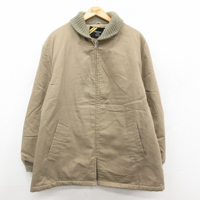 XL★古着 シアーズ 長袖 ファラオ ジャケット メンズ 80年代 80s 大きいサイズ ロング丈 ベージュ 内側キルティング【spe】 25dec22