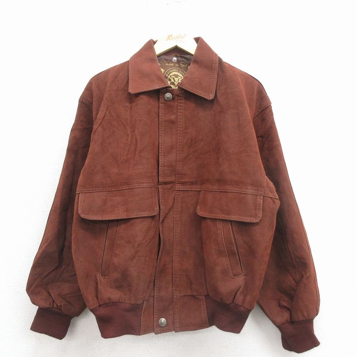 XL★古着 長袖 ジャケット メンズ 90年代 90s イタリア製 こげ茶 25dec19