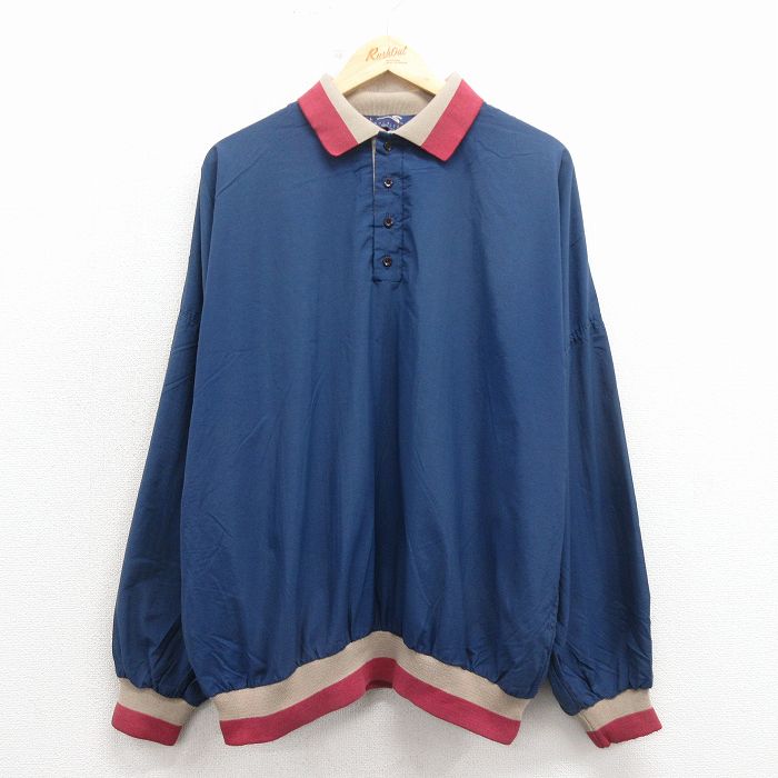 XL★古着 長袖 ジャケット メンズ 90年代 90s 大きいサイズ USA製 濃紺 25dec19