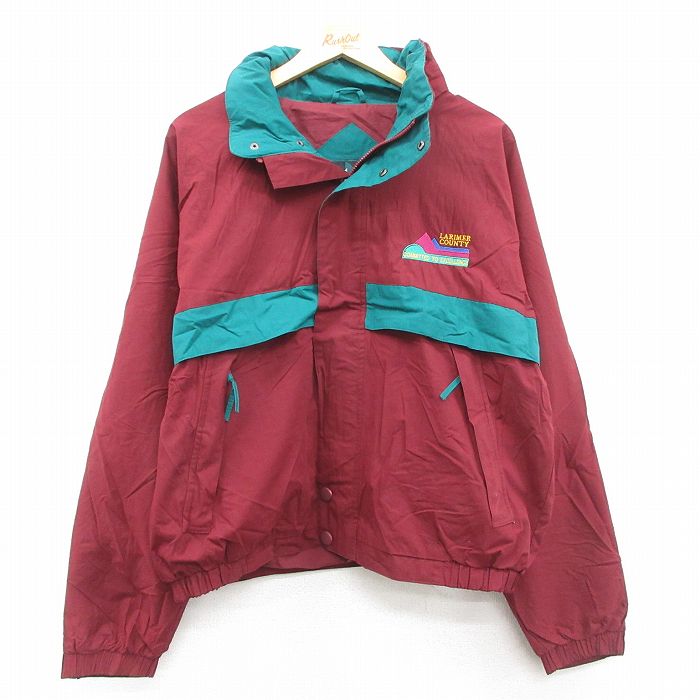 XL★古着 Dunbrooke 長袖 ジャケット メンズ 00年代 00s LARIMER ツートンカラー 大きいサイズ エンジ他 26jan09